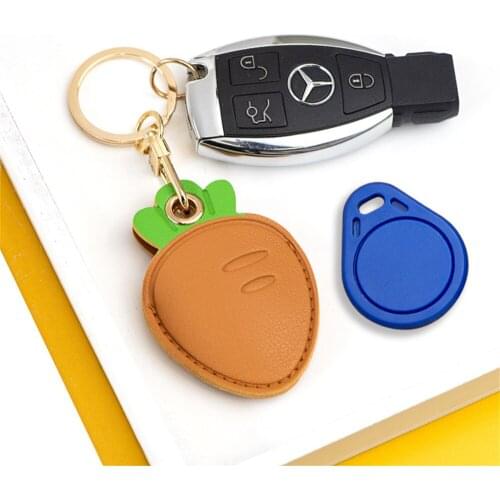 Handmade Key Case Vegetable Tanned Leather Access Control Card Leather Cover Colorful Cartoon Keychain Pendant Key Ring A58926
