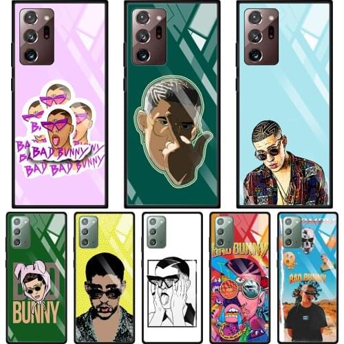 Bad bunny Tempered Glass Cases For Samsung Galaxy Note 20 Ultra 10 Plus Lite 5G 9 8 Back Cover Phone Shell
