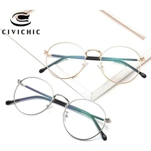 CIVICHIC Retro Round Plain Glasses Scholar General Clear Lens Eyewear Classic Optical Oculos Unisex Flat Lunettes with Box E301