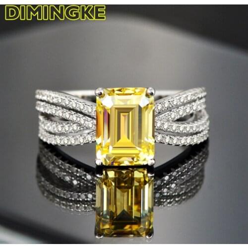 DIMINGE Luxury S925 Sterling Silver 9*7MM Yellow High Carbon Diamond Crown Ring Wedding Cocktail Party Jewelry