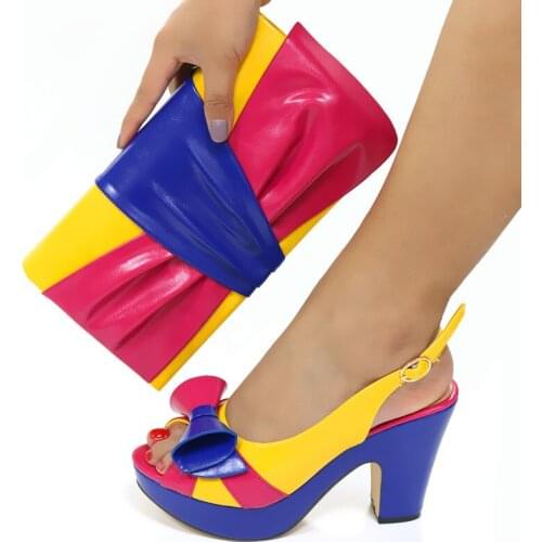 Doershow Italian Shoes and Bags To Match Shoes with Bag Set Decorated with Rhinestone Nigerian Women Wedding Shoes set!!HGF1-5