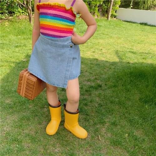 Toddler Girls Denim Shorts Summer New Baby Fashion Irregular Skirt Pants Kids Korean Style Solid Denim Shorts for Girl 2-8 Years