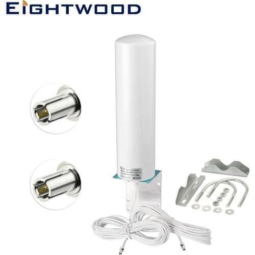 Eightwood Outdoor 4G LTE Antenna 12dBi Omni External Barrel Aerial with 5m Double Slider TS9 Male for GSM W-CDMA 2G 3G 4G Signal