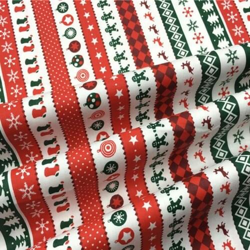 160cm Width Classic Green Red White Christmas Xms Stripe Cotton Fabric For DIY Sewing Quilting Bedding Clothing Cloth Dress Home