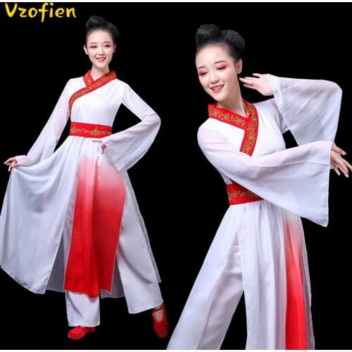 Chinese Style Classical Dance Costumes Fan Umbrella Dance Clothes National Ancient Yangko Performances for Square Drum Clothing