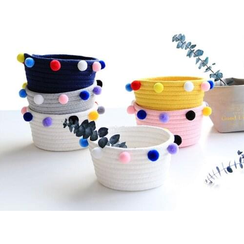 Wool Ball Cotton Rope Storage Basket Woven Baskets Bathroom Organizer Home Decoration Storage Box Food Containers Toy Storage