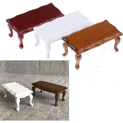 3 colors 1/12 Dollhouse Wave-Edged Wooden Coffee/End Table Miniature Furniture