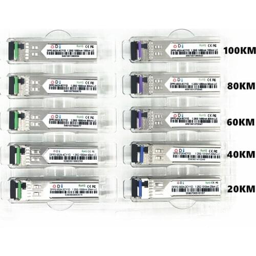 LC SFP Fiber optic module 1.25G LC 20/40/60/80/100KM 1310/1490/1550nm Single Fiber SFP Optical Module Transceiver FOR ONU OLT