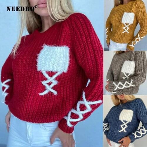 Fashio Novel Knit Sweater Women Oversize Pullover Patchwork Long Sleeve Women Sweater Autumn Winter Sweaters Streetwear Tops