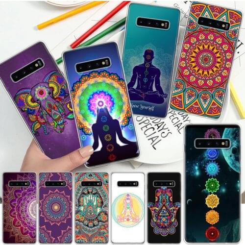 Mandala Chakra Yoga India Soft Cover Phone Case For Samsung Galaxy S10 S21 S20 FE S9 S8 S7 Note 10 9 8 Plus Ultra Lite J4 J6 + C