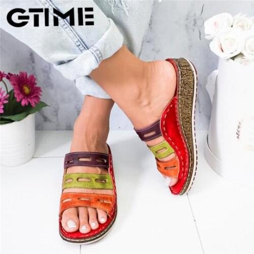 New summer women sandals 3 Color stitching sandals ladies open toe casual shoes Platform wedge slides beach shoes 2021#SJPAE-93