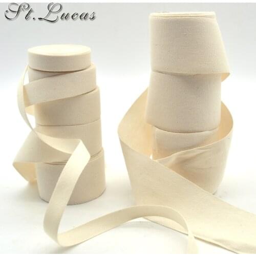 New high quality natural color plain 100% cotton DIY ribbon webbing herring bonebinding tape lace trimming packing accessories