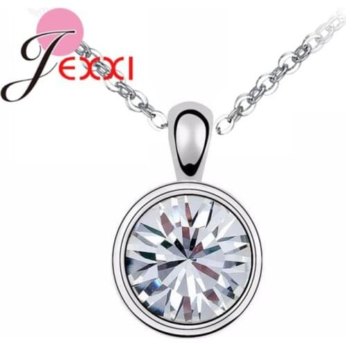 Charming Shinning CZ 925 Sterling Silver Pendant Necklace Jewelry 18 inch 925 Sterling Silver O Shape Chains Big Sale