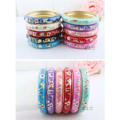 Wholesale10pcs Cute Chinese Handmade Kids Cloisonne Enamel Cuff Bracelet Bangle