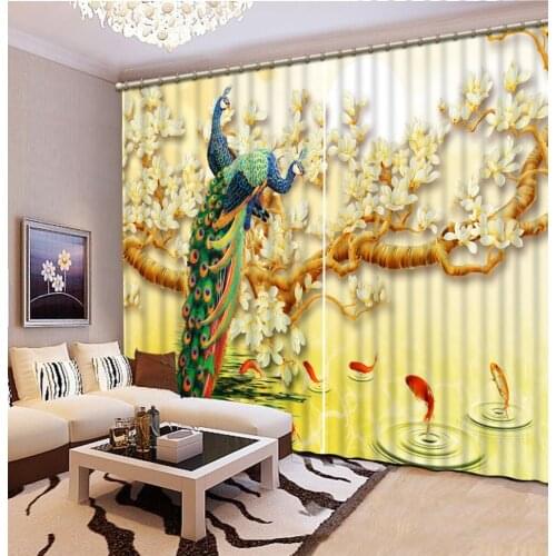 Luxury Blackout 3D Curtains For Living room Bedding room Office peacock curtains