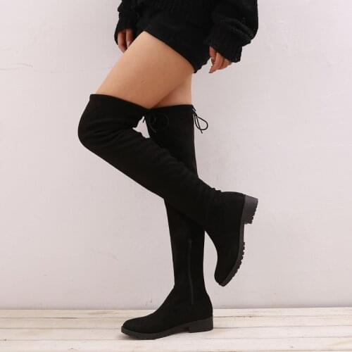 2020 Fashion Women Boots Winter Over The Knee Heels Quality Suede Long Comfort Square Botines Mujer Thigh High Boots Women