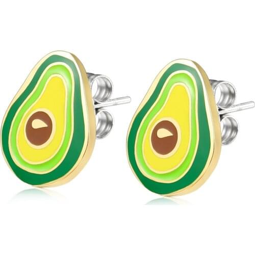 Ins Avocado Earrings for Women Korean Style Fashion Titanium Steel Temperament Female Novelty Fruit Earring Student Jewelry 2021