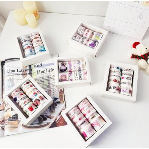 Sharkbang Kawaii 10 Rolls/Set Bullet Washi Masking Adhesive Tape Girls&Flowers DIY Decorative Paper Sticker Graffiti Stationery