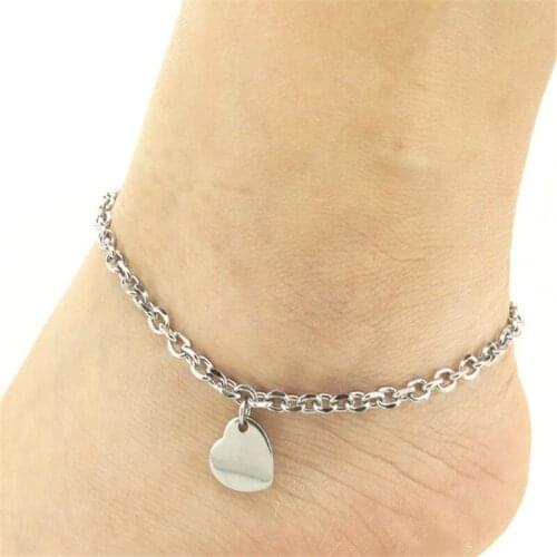 Vintage enkelbandje Stainless Steel Letter Heart Anklets For Women Bohemian Beach Ankle Bracelet On The Leg Foot Jewelry Gifts