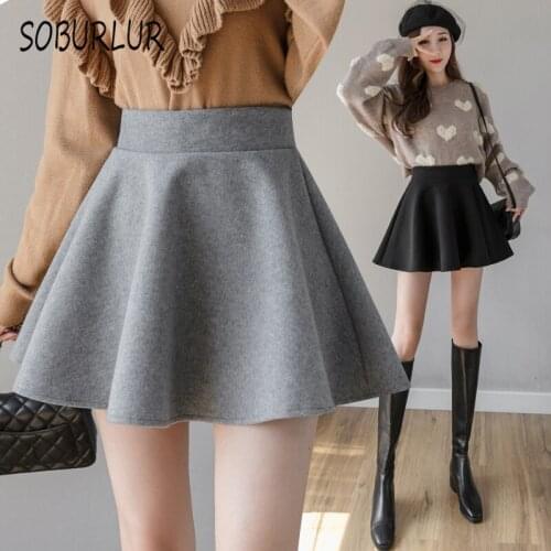 SOBURLUR Summer Basic Womens Mni Skirt Furry Woolen cloth High-Waisted Skirts Female Clothing A-line Sexy Harajuku 2021 Classic