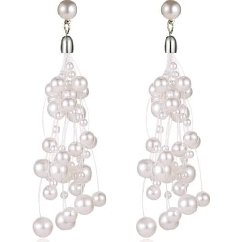 Stud Earrings Female Personality Retro Gypsophila Pearl Earrings Fashion Tassel Earrings Earrings Dangle