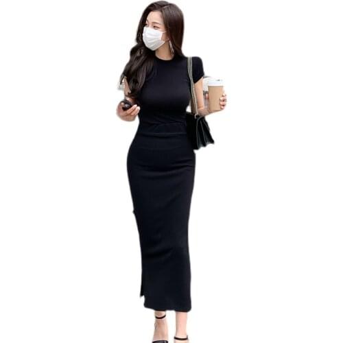 Black Sexy Office 2 piece Dress suit Summer short Sleeve tops and cabaret tight Set For women