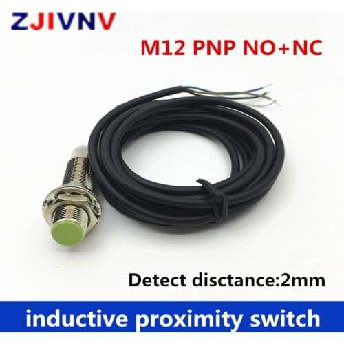 1pc M12 flush PNP NO+NC DC 4 wires proximity inductive sensor normally open and close proximity switch, distance 2MM