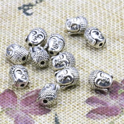 New 10PCS Buddha Head Shaped Lucky Bracelet DIY Loose Copper Beads Finding Accessories Parts Crafts Jewelry Making Design 8x10mm