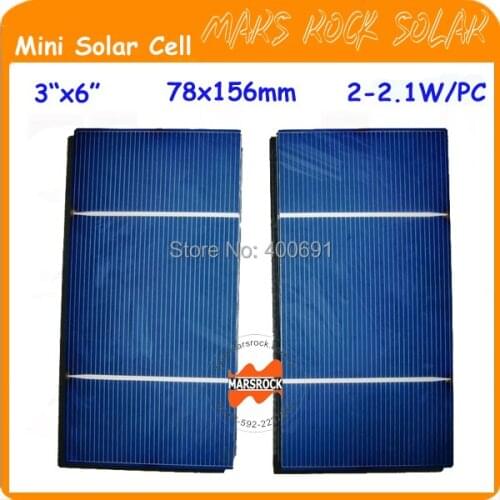 100 pcs 2-2.1W 78x156mm 3"x 6" Polycrystalline Small Solar Photovoltaic Cells professional cutting for mini panel free shipping