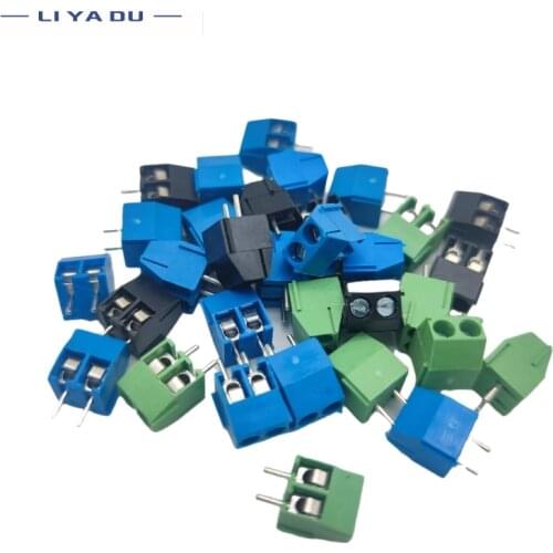 100pcs kf350-2p 3p 3.5mm 300v 10A Pitch 2 3 Pin Spliceable Plug-in PCB Screw Terminal Block Connector FOR 24-18 AWG CABLE kf350