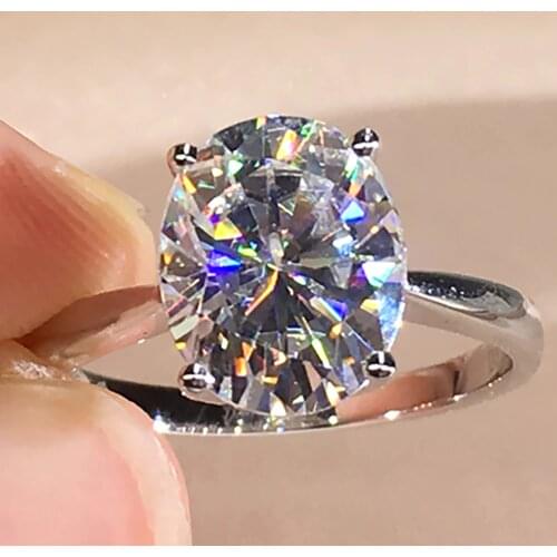 14K Au585 White Gold Women Ring Moissanite Diamonds 1 2 3 4 5 Carat Oval Wedding Party Engagement Anniversary Ring Trendy