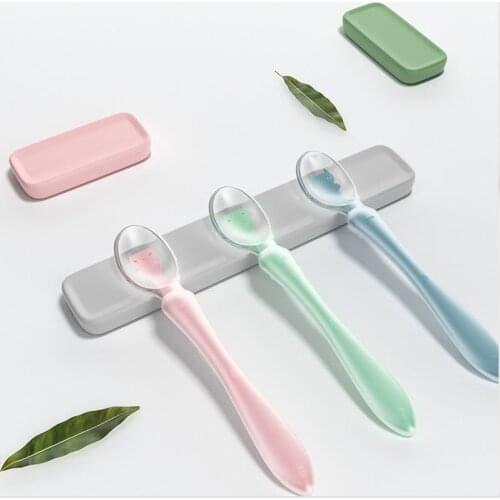 2Pack Baby Spoon Soft-Tip First Stage Silicone Self Feeding Training Spoons BPA Free for Infant Toddle and Kids with Travel Case