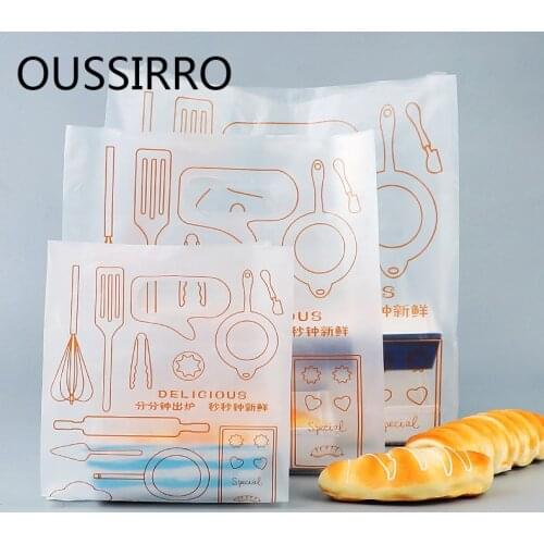 25Pcs Kawaii Baking Food Package Cake Dessert Dim Sack Bag Biscuit Bread Bag Transparent Plastic Packaging Candy Bag Baking