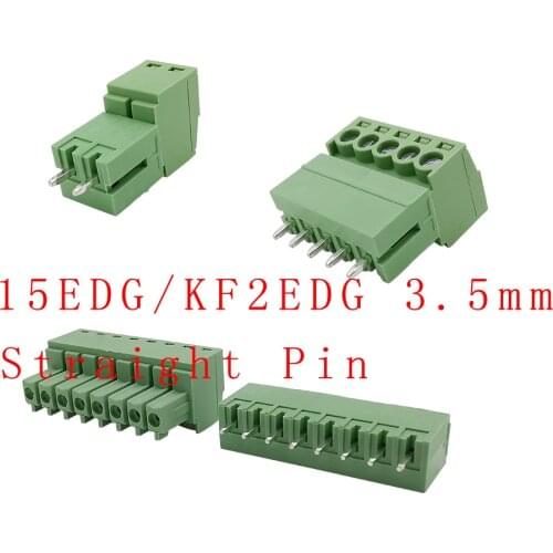 5Pairs 15EDG 3.5 /KF2EDG-3.5mm PCB Screw Terminal Block Connector Plug Pin Straight Needle Header Socket 2/3/4/5/6/7/8/9/10/12