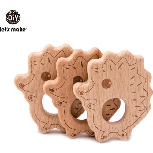 Lets Make Wooden Animal Cartoon Hedgehog 50pcs Baby Wooden Teether Bpa Free For Child Wood Teether Toys