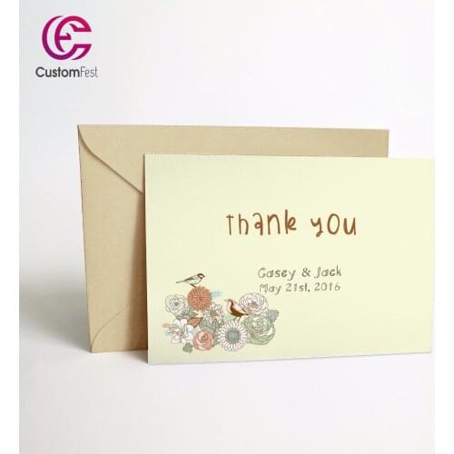 50pcs/lot Personalized Thank you card or save the date card with free envelop loving bird 035