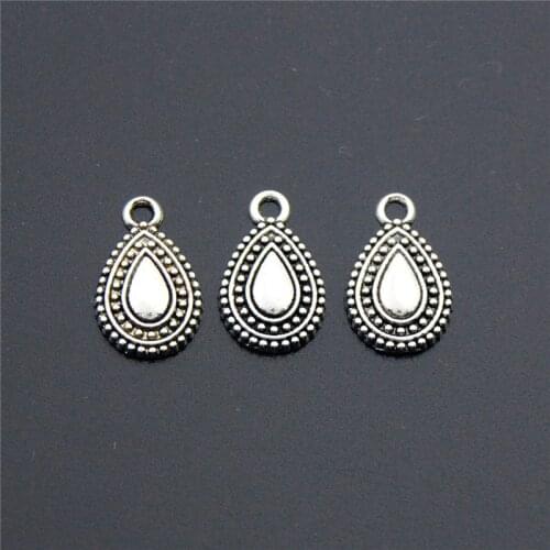 50PCS New Silver Color Water Drop Alloy Charms Pendant Necklaces Bracelets Jewelry Finding DIY A2284