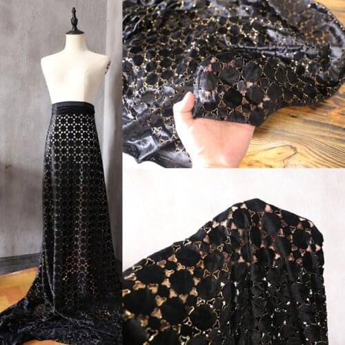 50cm*140cm Brocade Burnt-out Velvet Fabric Flower Hollow Dress Simulation Silk Fabric for DIY Sewing Clothing