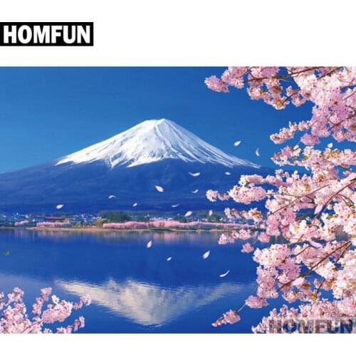 HOMFUN Diy Full Square Round Drill 5D Diamond Painting Cross Stitch Diamond Embroidery "Cherry blossom" Home Decor Gift A01086