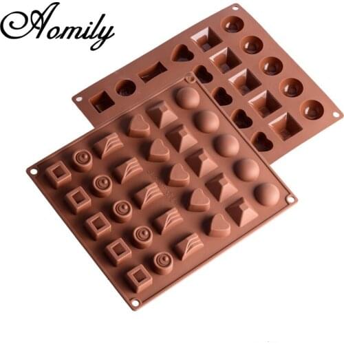 Aomily 30 Holes 3D Multiform Shaped Silicone Soap Candy Fondant Chocolate Kitchen Mould Silicone Chocolate Cookies Cake DIY Mold