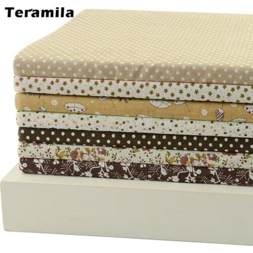 FREE SHIPPING 7 Pieces/Lot 50cm x 50cm Vintage Brown Cotton Fabric Fat Quarter Bundle Patchwork Fabric Tilda Cloth Quilting Tela