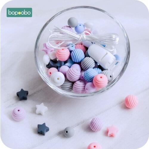 Bopoobo DIY Set Silicone Beads Food Grade Animal Bead For Nursing Pacifier Chain Pendant Necklace Crafts Accessory Baby Teether