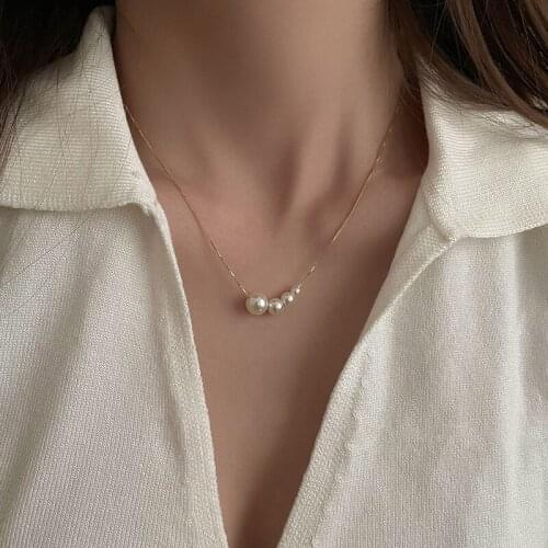 VENTFILLE 925 Sterling Silver Pearl Necklace For Women Creative Simple Clavicle Chain Jewelry Party Gift 2021 New