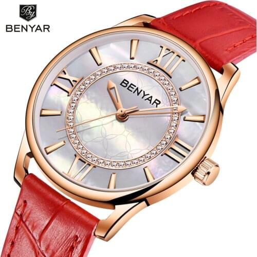 BENYAR Top Brand Luxury Women Watches Fashion Ladies Rhinestone Quartz Watch Waterproof Watch Simple Clock Relogio Feminino