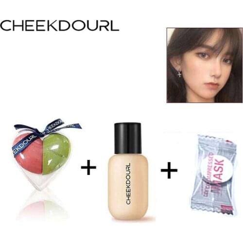 CHEEKDOURL Matte Oil-control Long lasting Liquid foundation + Individually packaged beauty egg + Compression mask set