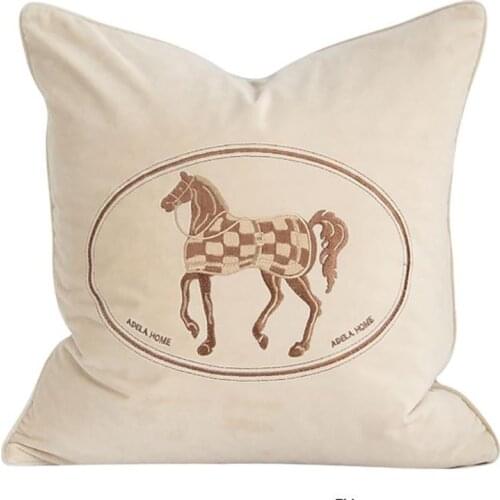 Croker Horse Design Embroidered Horse Sofa Cushion Cover Pillowslip Pillowcase Without Core Bedroom Living Room Car Seat Cover