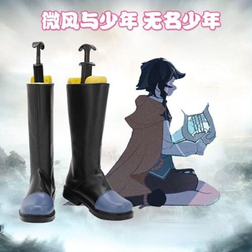Genshin Impact The Breeze and the Boy Barbatos Venti Cosplay Shoes Boots Halloween Costume Accessories