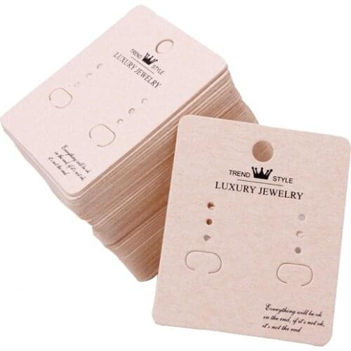 100Pcs 5x6cm Beige Paper Package Earring Cards For Ear Studs Retro Hanging Board Jewelry Accessories Display Holder Tag Gift