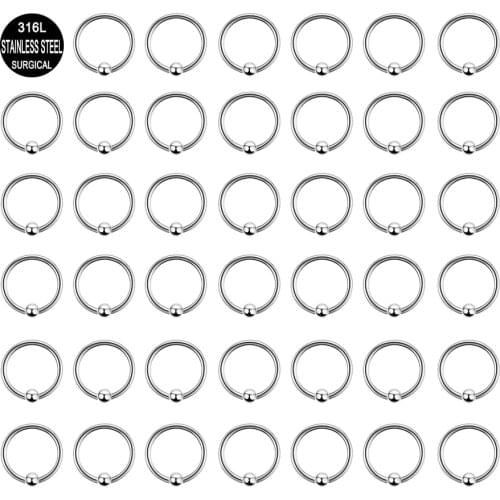 100Pcs Surgical Steel Captive Bead Rings Nose Hoop Ring Piercing Tragus Earrings Rock Daith Earing Body Jewelry
