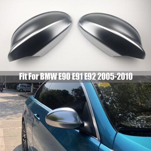 Car Rearview Side Mirror Cover Cap For BMW 3 Series E90 4D Sedan 2006-2008 Auto Car Blind Spot Mirror Cover MATT SILVER